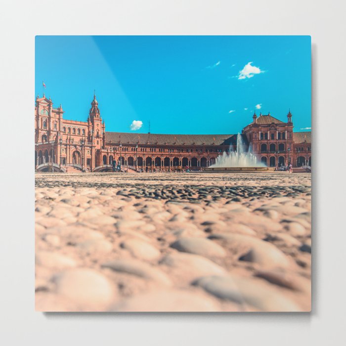 Spain Photography - Beautiful Plaza Under The Blue Sky Metal Print