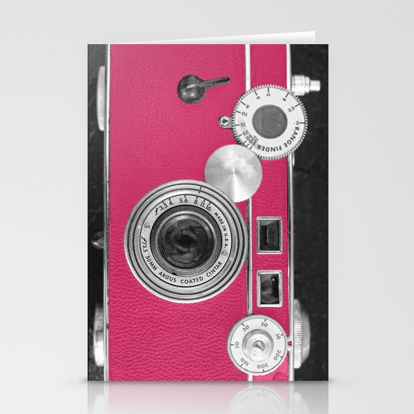 Pink Fashion Camera Stationery Cards