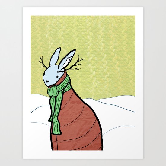 winter jackalope. Art Print