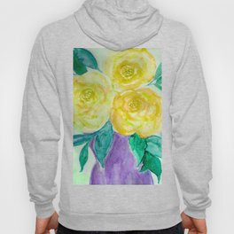 Trio of Yellow Roses - Watercolor & Digital Art Hoody