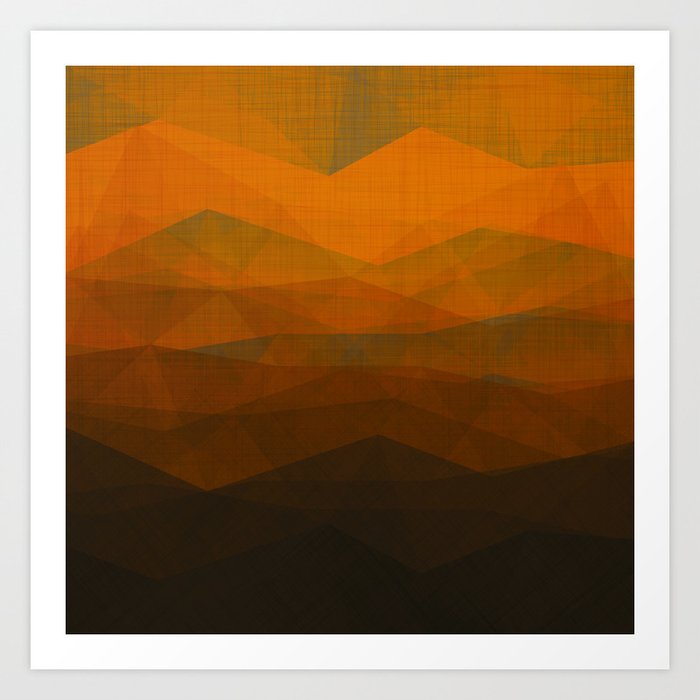 Orange Mid Century Shapes Abstract Painting Art Print