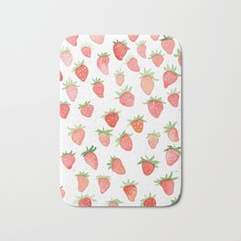 Watercolor Strawberries Bath Mat