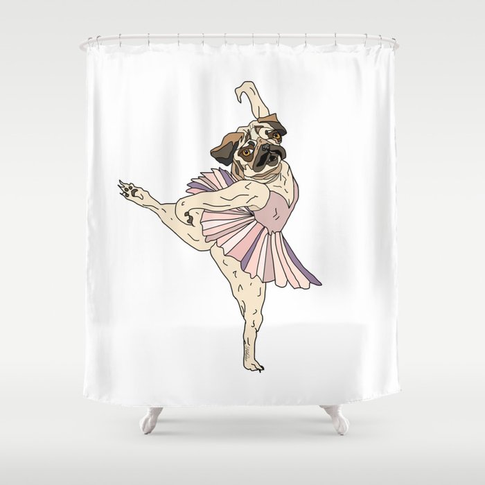 Dog Ballerina Tutu Pug Shower Curtain By Notsniw Society6