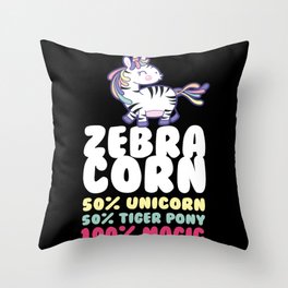 Zebracorn Unicorn Kids Stripes Throw Pillow