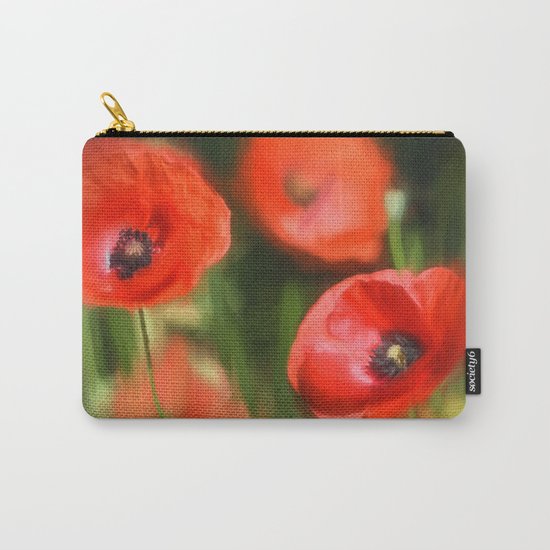 Warmth- Floral Flower Poppies in love- Poppy flowers #Society6 Carry-All Pouch
