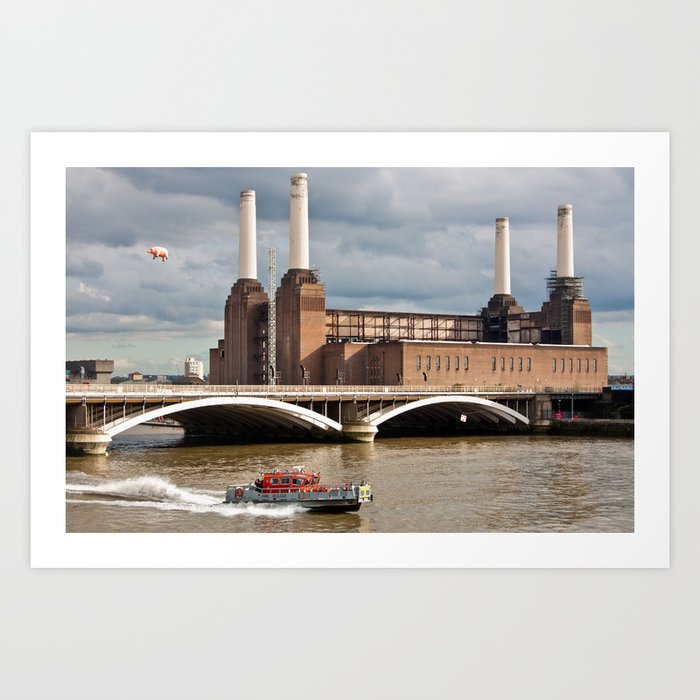 Battersea Power Station with Pink Floyd Pig Art Print