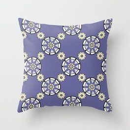 Purple Nine-Pointed Flower Pattern Throw Pillow