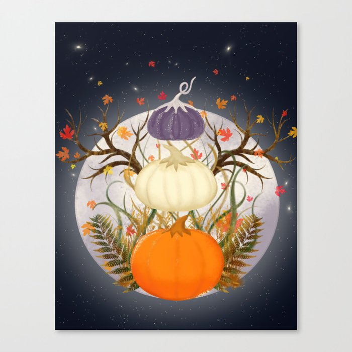 Floating Frosted Pumpkins Canvas Print
