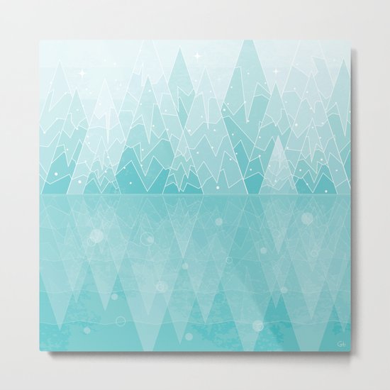 Geometric Lake Mountain IV - Winter Metal Print