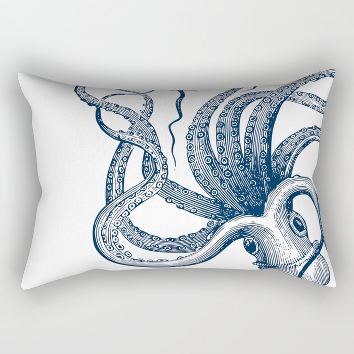 Octopus Navy Rectangular Pillow