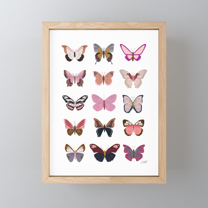 Pink Butterflies Framed Mini Art Print