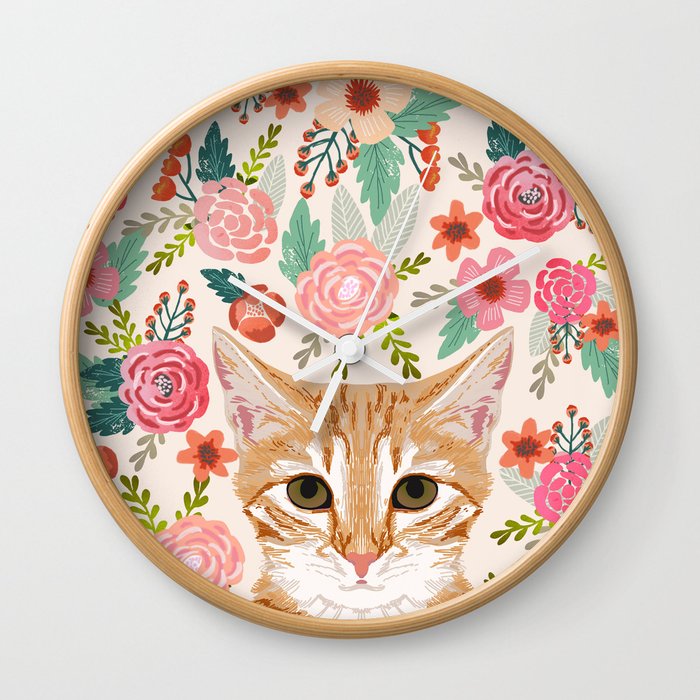 Tabby Cat Florals Cute Spring Garden Kitten Orange Tabby Cat Lady