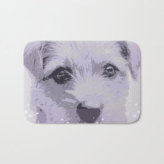 Curious little dog waiting for you - funny dog portrait Bath Mat