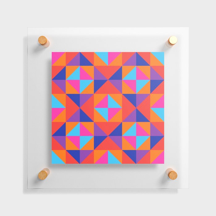 GEOMETRIC SQUARE CHECKERBOARD TILES in GLAM 70s DISCO REVIVAL RAINBOW COLOURS PINK PURPLE RED ORANGE Floating Acrylic Print
