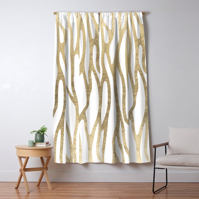Elegant Modern Faux Gold Abstract Animal Print Blackout Curtain By