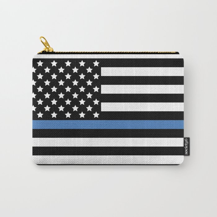 Blue Thin Flag Police Law Enforcement Flag Carry-All Pouch