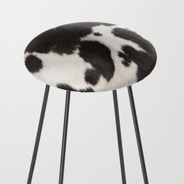Black Cowhide, Cow Skin Print Pattern, Modern Cowhide Faux Leather Counter Stool