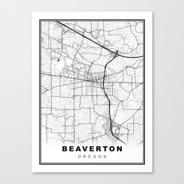 Beaverton Map Canvas Print