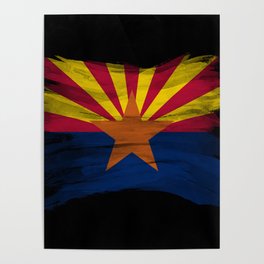 Arizona state flag brush stroke, Arizona flag background Poster
