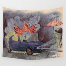 phenix in an old car Wall Tapestry
