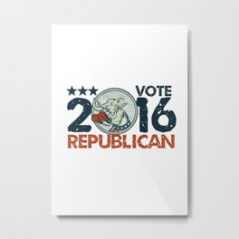Vote Republican 2016 Elephant Boxer Circle Etching Metal Print | Digital, Illustration, Vector 