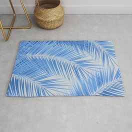 Blue Silver Gray Palm Leaves Dream - Cali Summer Vibes #1a #tropical #decor #art #society6 Area & Throw Rug