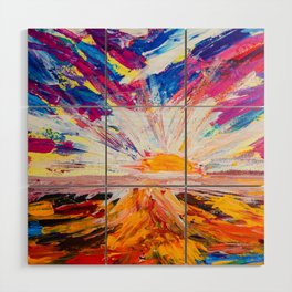 Electric Sunrise Abstract Landscape Painting Wood Wall Art