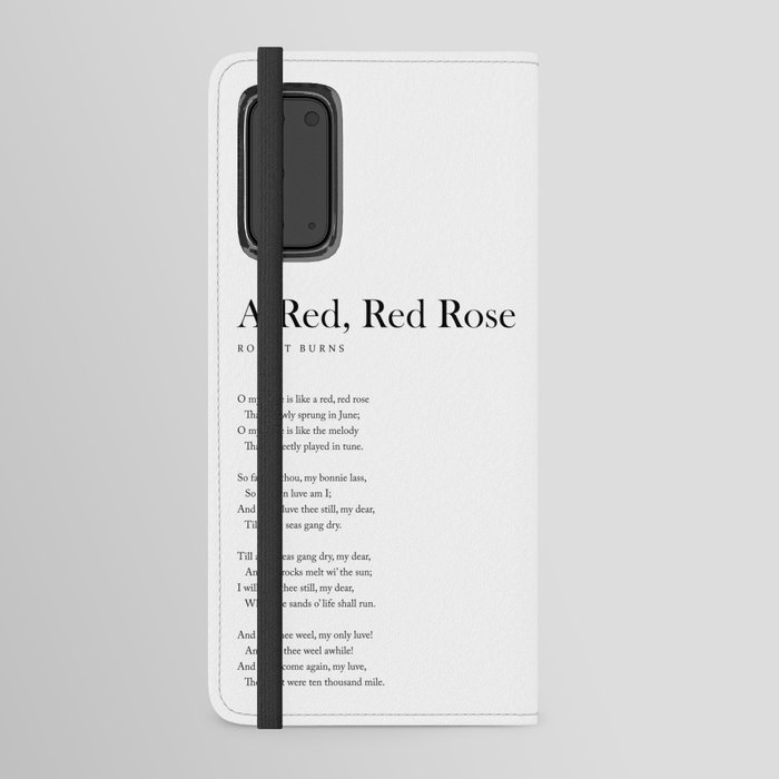 A Red, Red Rose - Robert Burns Poem - Literature - Typography Print 2 Android Wallet Case