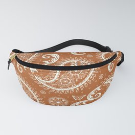 Paisley Pattern with Butterflies Rust Orange Fanny Pack