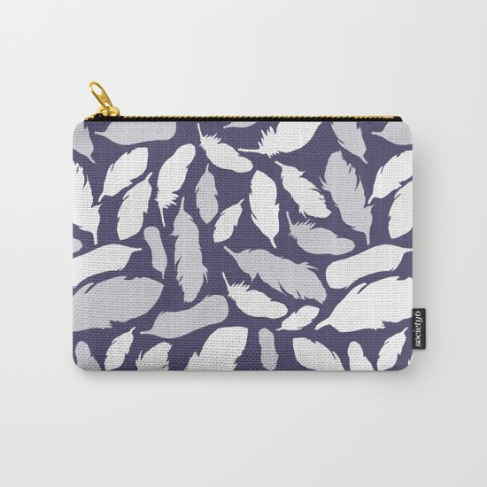 Feather Pattern Blue Carry-All Pouch
