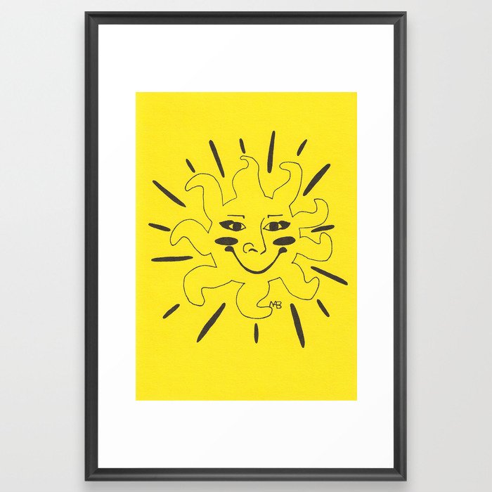 Hope Sun - Black Ink Framed Art Print
