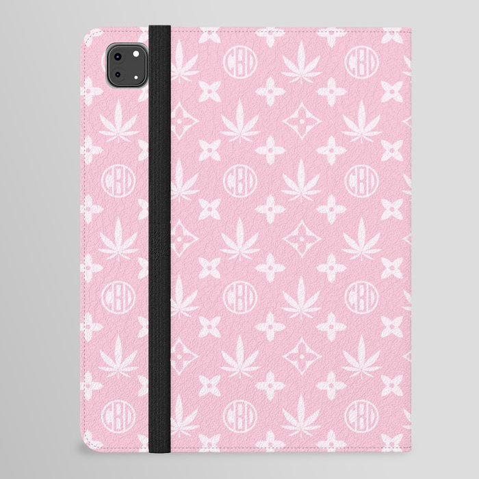 Pink Marijuana tile pattern. Digital Illustration background iPad Folio Case