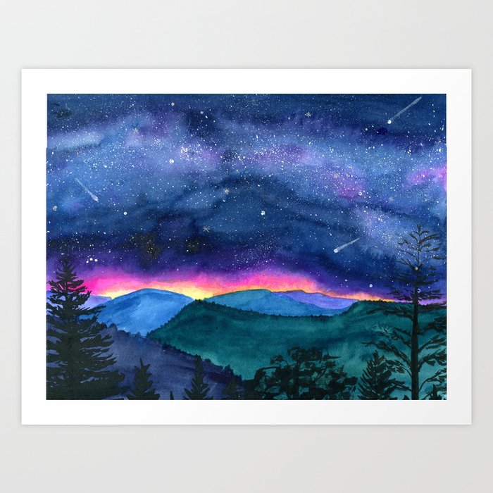 Good Night Smoky Mountains Art Print By Myartjourney Society6