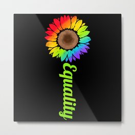 Rainbow Colorful Sunflower Equality LGBTQ Pride Month Metal Print