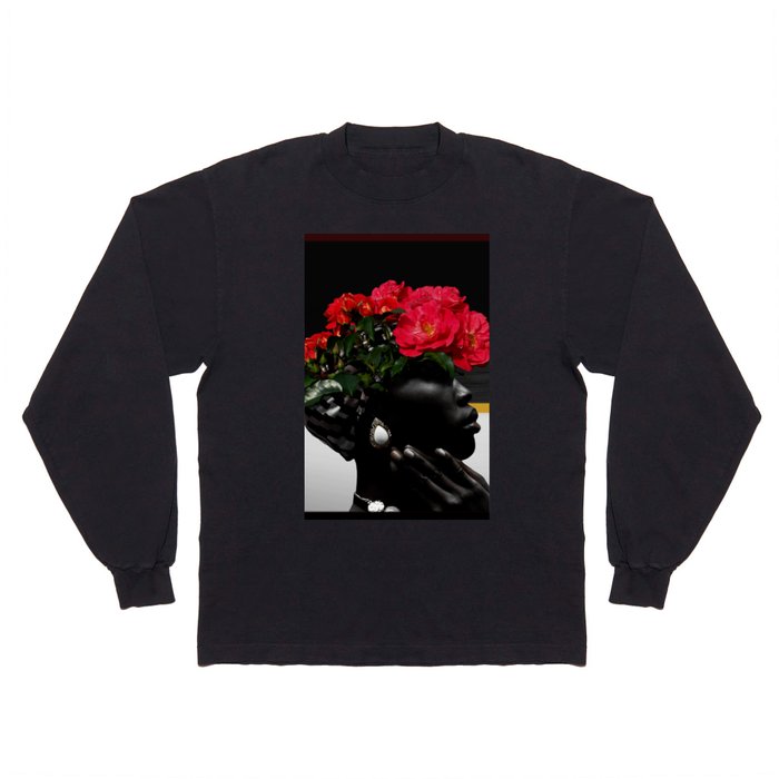 Red flower And Girl Long Sleeve T Shirt