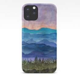 Blue Ridge Mountains Sunrise Original Watercolor Painting iPhone Case