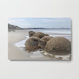 The Boulders Metal Print | Boulders, Color, Digital, Rocks, Other, Ocean, Balls, Sand, Moeraki, Beach 