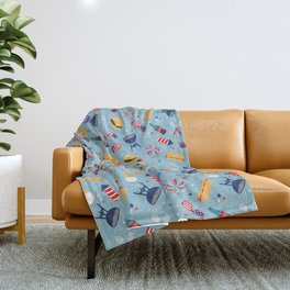 American cookout - blue Throw Blanket