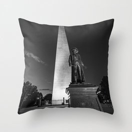 Bunker Hill Monument Charlestown Massachusetts Black and White Throw Pillow