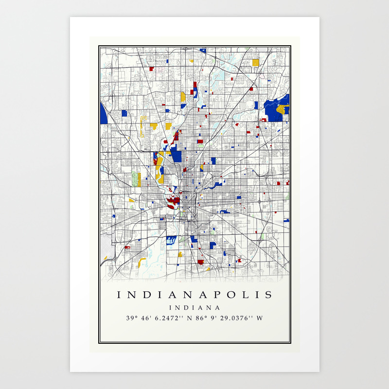 Indianapolis Wall Art Indianapolis IN Map of Indianapolis Gift Indianapolis Typography Neighborhood Map Art City Print Indy Art Poster