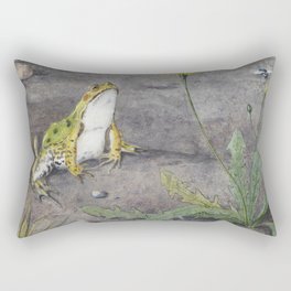 Frog by a Dandelion with Flies  Rectangular Pillow