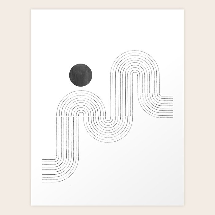 Black and white mid century modern 2 Art Print by Whales Way Society6