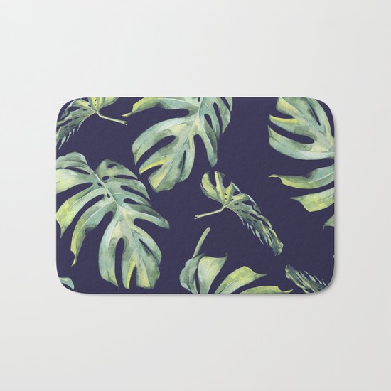 Monstera Pattern Blue #society6 Bath Mat