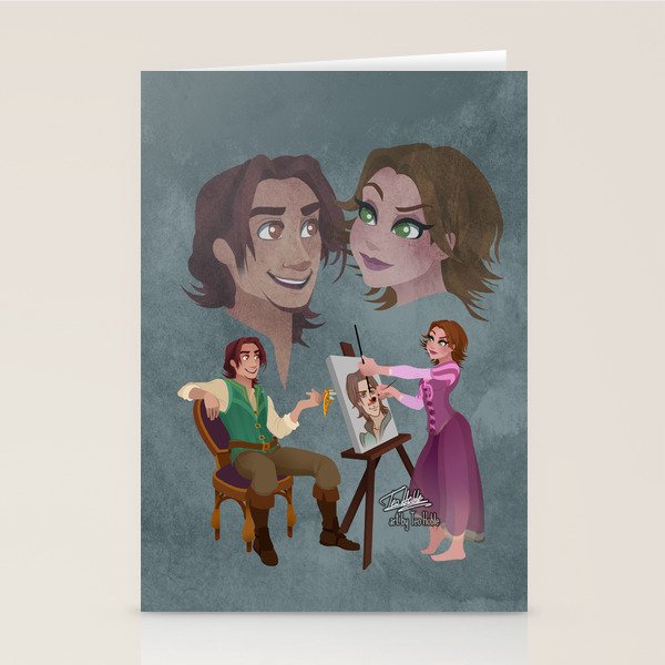 Tangled Rapunzel Short Brown Hair And Flynn Rider Stationery