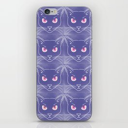 Retro Periwinkle Cat Silhouettes Hot Pink Eyes iPhone Skin