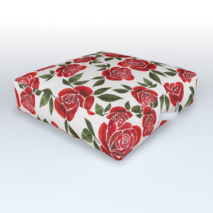 Rose Watercolor Pattern Outdoor Floor Cushion