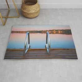 Summer evening by the lake Rug