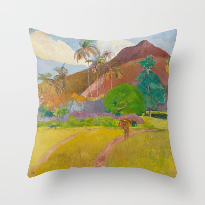 Paul Gauguin - Tahitian Landscape 'Montagnes tahitiennes' (1891) Throw Pillow