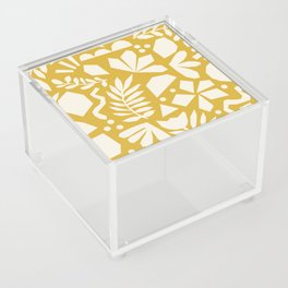 Floral Collage Olive Green White Acrylic Box