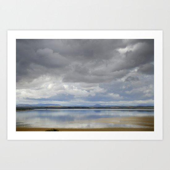 Light silver rain at the lake Art Print
